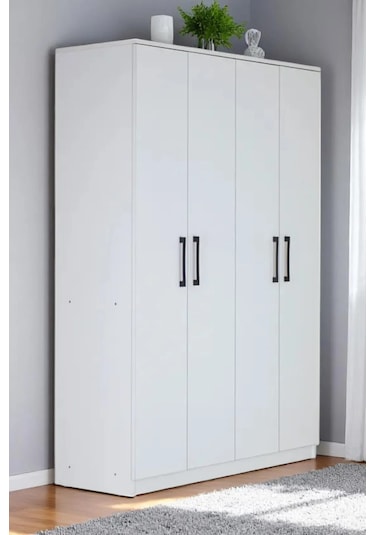 4 Kapılı Beyaz Gardırop Dolap T-900 120 X 174 X 45