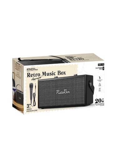 Acs-19 Retrobox Bluetooth Speaker Deri Kaplama Kaliteli Hoparlör
