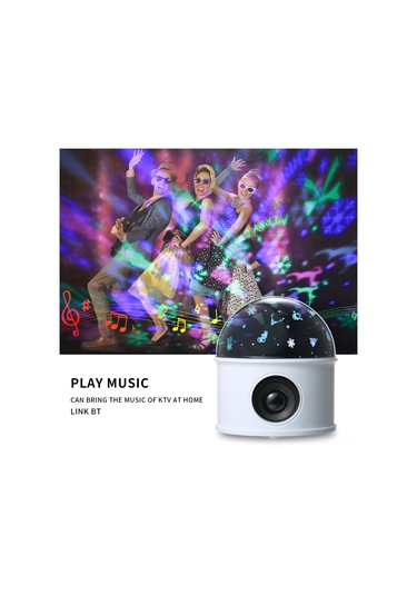 Yunboo Beyaz Led Yıldız Gökyüzü Ve Noel Projeksiyon Lambası - Bluetooth Hoparlörlü, Döner, Renkli Işık Efektleri, Akıllı Kontrol