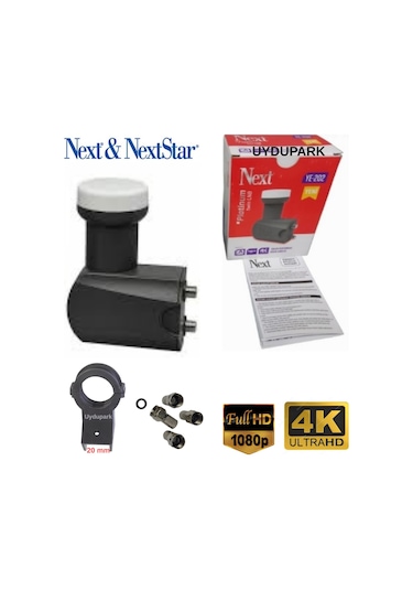 Next 2'Li İki Çıkışlı Çanak Anten Lnb'si+20 mm Lnb Kelepçesi+4 Adet Contalı Konnektör