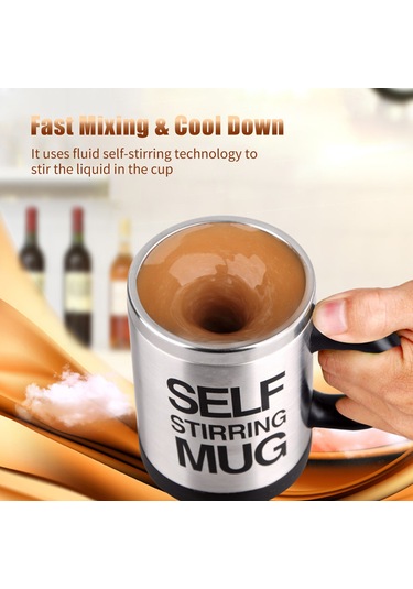 Konesam 400ml Çift Katlı Paslanmaz Çelik Otomatik Kahve Karıştırıcı Bardak - Elektrikli Kendiliğinden Karıştıran, Sıcak/soguk İçecekler İçin Ev/ofis Hediyelik Bardak Sarı