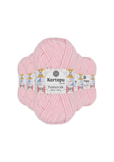 5 Adet Yumurcak Kadife El Örgü İpi Bebe Pembe K768