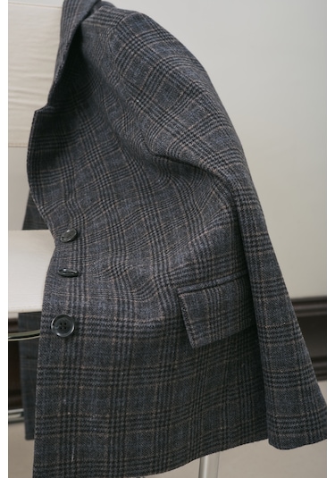 Manuka Norrıs Yün Blazer Ceket Grey Check Aw25ckt00013-9872 Grey Check