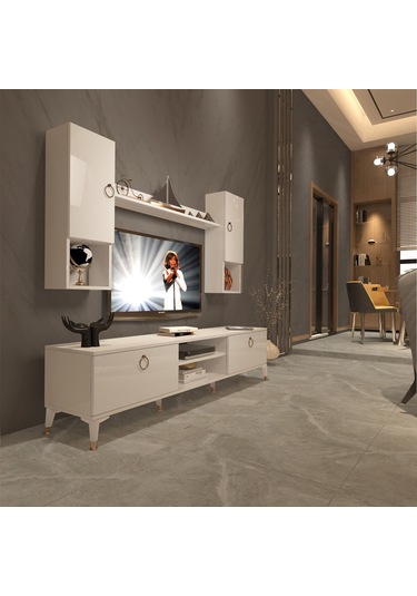 Decoraktiv Eko 5da Mdf Dvd Gold Tv Ünitesi Tv Sehpası Beyaz