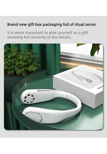 Mini Bladeless Fan 4000ma Usb Şarj Edilebilir Açık Spor Boyun Ev Gym Için Sessiz Taşınabilir Hava Soğutucu Fanlar Rqpıxl Beyaz