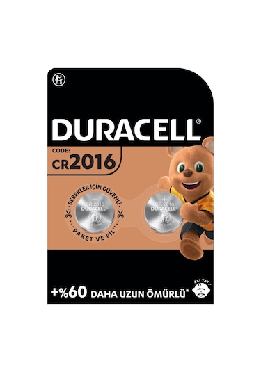 Duracell Özel 2016 (DL2016/CR2016) Lityum Düğme Pil 3V 2'li Paket