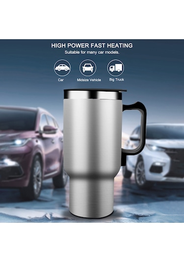 Yuntech01 12v Araç Isıtmalı Termos Bardak - 300ml Paslanmaz Çelik, 15 Dakikada 75 C, Damlama Yok, Araç Çıkırgası Bağlı Çok Renkli