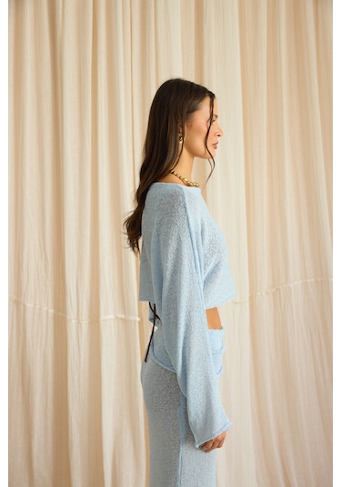 Mai Collection Naval Mavi Crop Etek Triko Takım