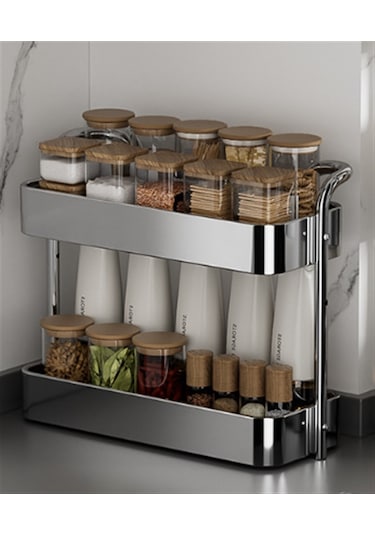 Çift - Kalınlaştırılmış Paslanmaz Çelik Mutfak Baharat Rafı,