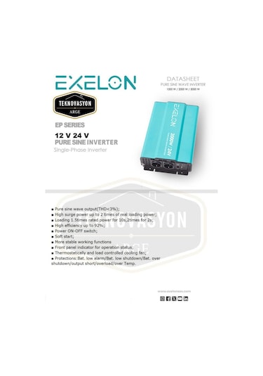 Exelon  Tam Sinüs 2000W 24V İnverter