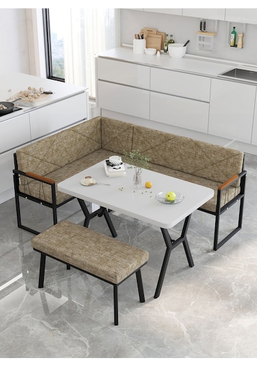 Mygusi Src Mutfak, Balkon Köşe Takimi, Köşesi Beyaz Masali Kapiçino Srccpbm