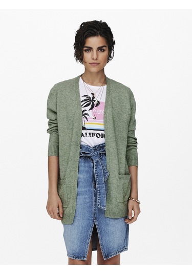 Only Bayan Uzun Örgü Hırka 15174274 Yeşil