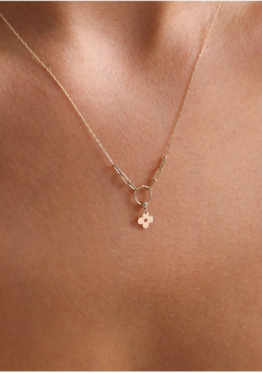 Gianfranco 14 Ayar Altın Yonca Kolye