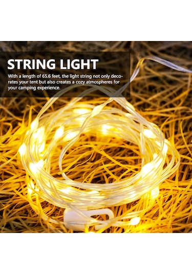 Neevoyu Kamp İçin 20m 5 Modlu Işık Şeridi - Ip44 Su Geçirmez, 3000mah Batarya, Kolay Saklama, Abs+pc Malzeme, Tip-c Şarj Krem Renk Çok Renkli