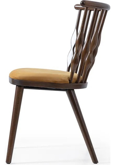 Natura Retro Ahşap Sandalye Ceviz - Sarı