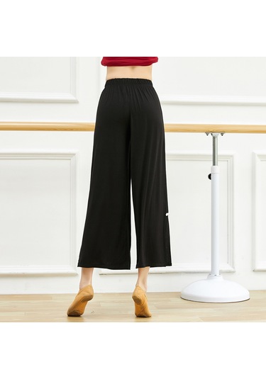 Ximistore9 Kadınlar İçin Yüksek Bel, Geniş Bacaklı, Yan Açık, Esnek Belbandı Modal Yoga Spor Pantolon - Siyah K8675 SiYAH