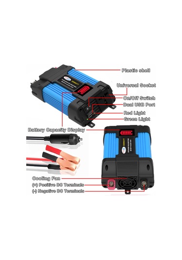 Xindoker 12v'den 110v'ye Dönüştürücü, 300w Led Göstergeli Araç Inverteri, Çift Usb, Elektrikli Aletler İçin Güç Kaynağı