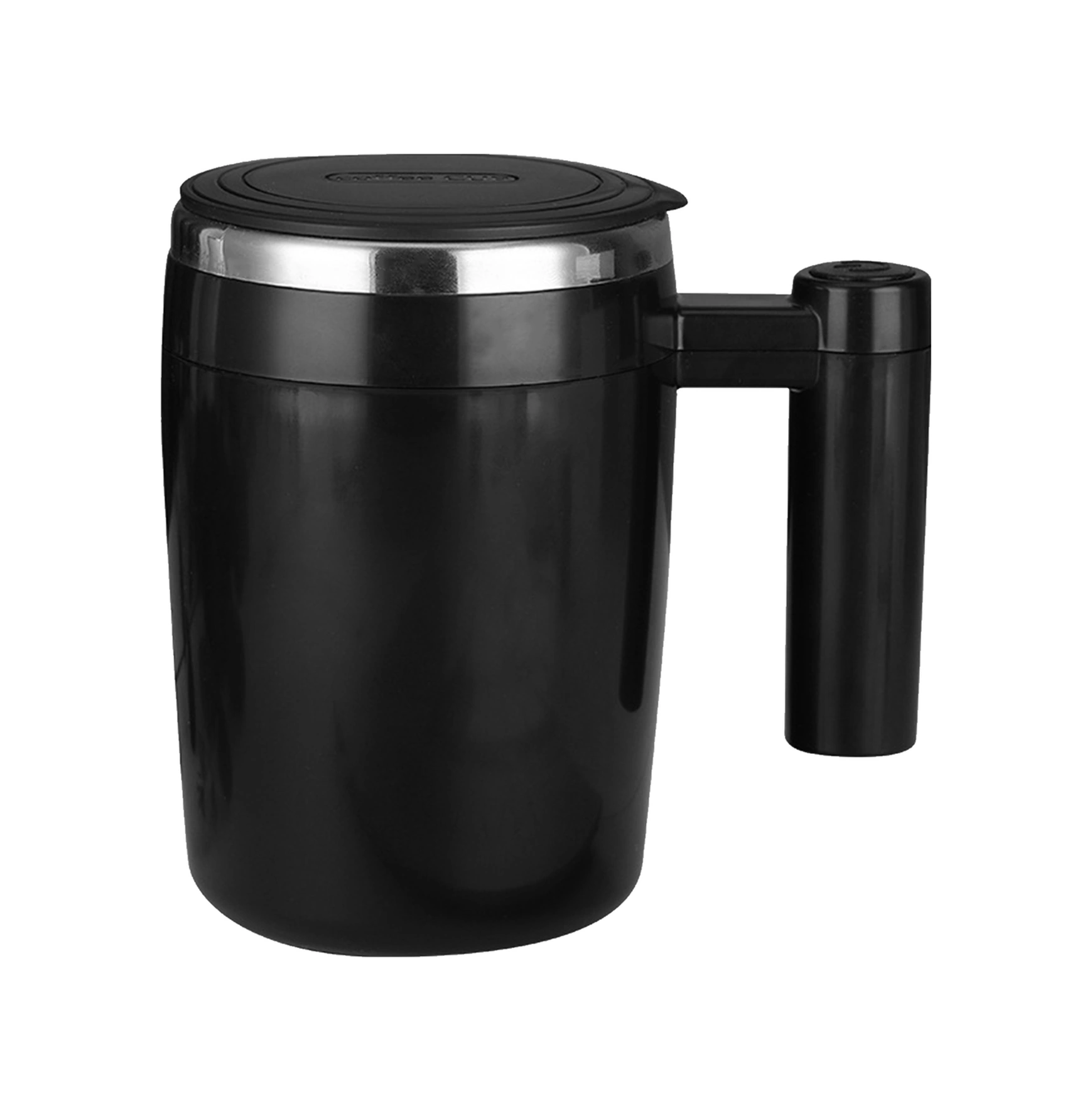 Lemestar 380ml Siyah Otomatik Karıştırıcı Bardak, 304 Çelik, Mıknatıs Şarjlı, Kapaklı, Kahve/süt/protein İçin, Ev/ofis/outdoor Kullanıma Uygun Siyah