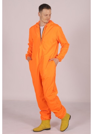 İşçi Tulumu  Yağmurluk Çiftçi Bahçıvan Kuaför Laboratuvar Sıvı Geçirmez Terletmez Kumaş Turuncu