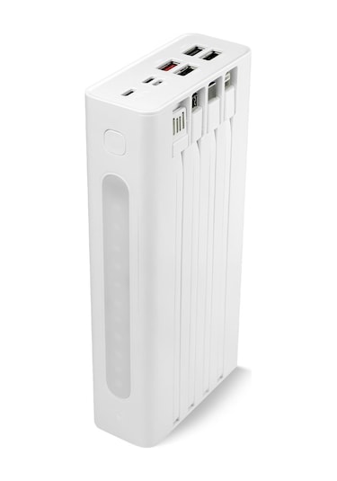 Powerway 30.000 Mah Pd 22.5w Dahili Kablolu Hızlı Şarj Gerçek 30.000 Mah Qc30s Beyaz Powerbank