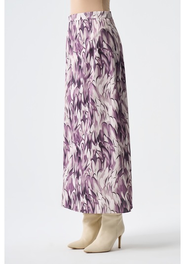 Elips Desenli Saten Desenli Etek 001