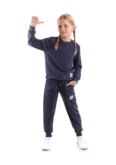 Ahengim Kız Çocuk Back To School Pamuklu Trend Eşofman Takımı Ak2529 Füme