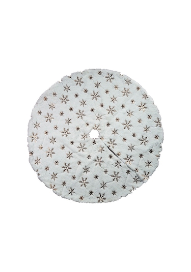 Qingmipy Yumuşak Kar Tanesi Desenli Noel Ağacı Eteği - 31 İnç Beyaz Peluş Dekor Çok Renkli