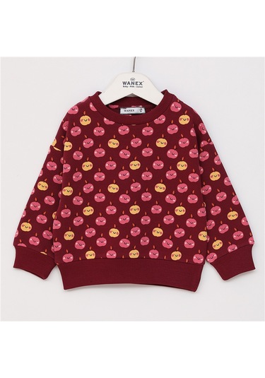 Wanex Kız Çocuk Uzun Kol Kalın Sweatshirt - 32191 Bordo