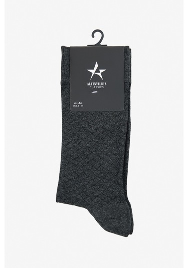 Erkek Antrasıt Pamuklu Desenli Tekli Çorap Antrasit
