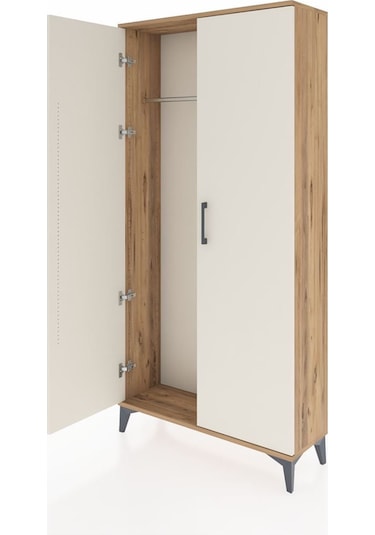 Arges Dolap Tek Raflı Tek Çekmeceli Tek Askılı 88x30x182 Antrasit-aytaşı Atlas Çam