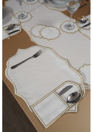 Damla Keten Nakışlı Amerikan Servis Takımı 19 Parça Gold Gold