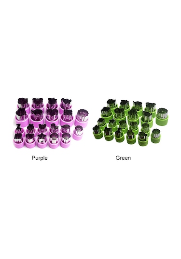 Ximistore9 20 Parça Paslanmaz Çelik Sebze Meyve Kesme Kalıbı - 9 Büyük + 11 Küçük Şekilli Mutfak Aleti Seti Çok Renkli