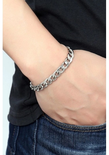 Gurmet Paslanmaz Çelik Erkek Bileklik Kalın Zincir 8 Mm  Eck18B
