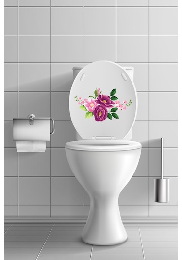 Mor Güller Güller Klozet Kapağı ve Banyo Sticker Seti