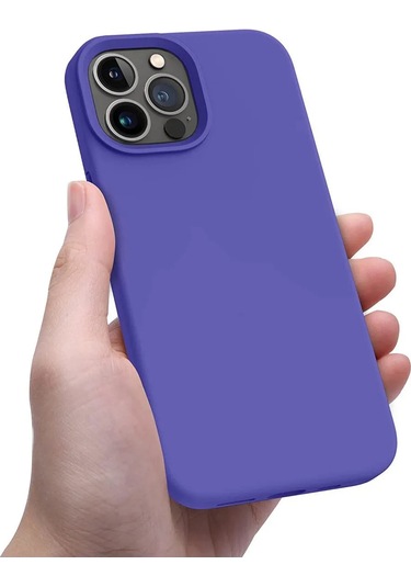 İphone Uyumlu 14 Pro Max Menekşe Mor Silikon Kılıf Leke Tutmaz Içi Süet