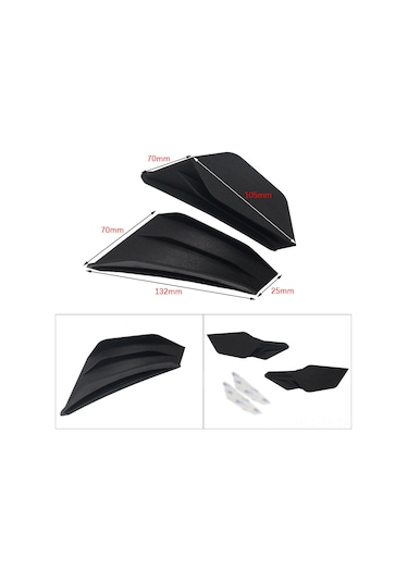 Shineyee Honda, Suzuki, Yamaha İçin Abs Malzemeden Siyah Motosiklet Kanatçık Seti - 2 Parça