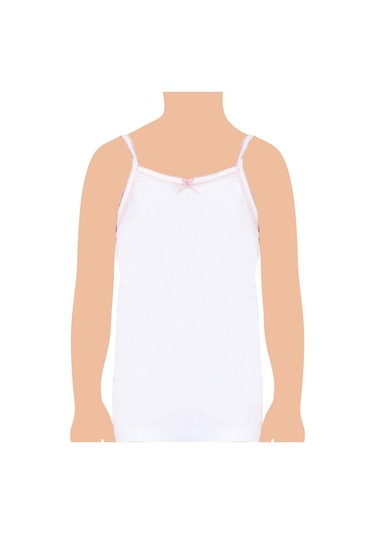 12 Adet Seher Yıldızı Kız Çocuk İp Askılı Atlet Pamuklu Beyaz 001