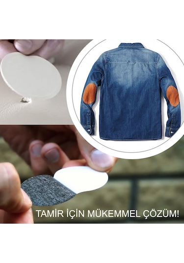 Yapışkanlı Deri Yaması Tamir Seti Yumuşak Düz ve Şekilli Siyah 18 Adet