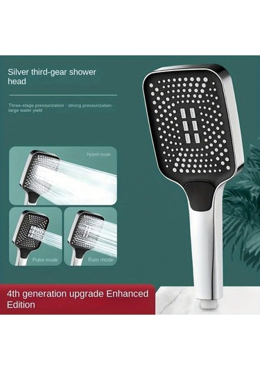 Kare Düğme Ayarlanabilir Duş Başlığı Gümüş: Süper Süper Şarjlı Duş Başlığı Kare Su Çıkışı Ev Tipi Su Isıtıcısı Tek Elle Sprey Duş Başlığı Gümüş