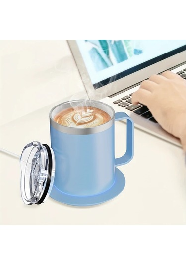 Willowhaven Mavi 10 Saat Otomatik Kapama Usb Kahve Isıtıcılı Fincan Seti