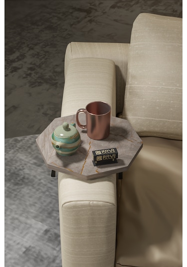 İkili Yan Sehpa Ayarlanabilir Tepsi Sekizgen Gordion