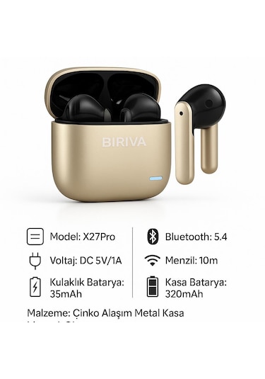 Biriva X27 Pro Bluetooth 5.4 Kulak İçi Kulaklık