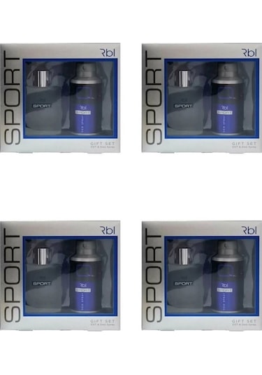 Rebul Sport Erkek Parfüm EDT 4 x 50 ML + Sport Erkek Sprey Deodorant 4 x 150 ML