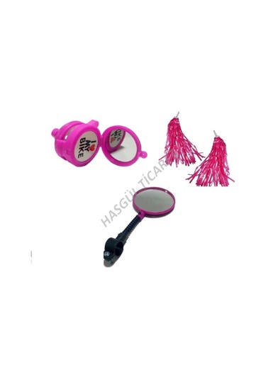 Hsgl Bisiklet Zil Ayna Püskül Hasır Örgülü Plastik Sepet Seti