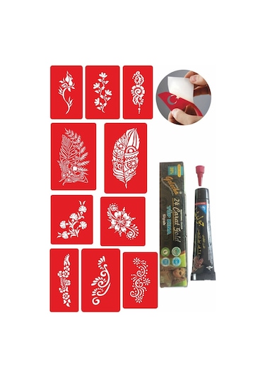 3M Çiçekli Modeller Kınayla Geçici Dövme Kampanya Seti 1 Tüp Siyah