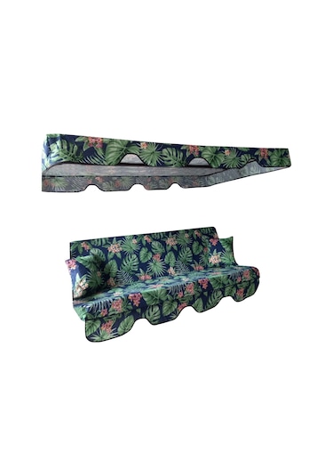 Mor Minder Süngersiz Tenteli Salıncak Kumaş Seti 3kişilik Bahçe Minderi 164x47 Süngersiz Yeşil