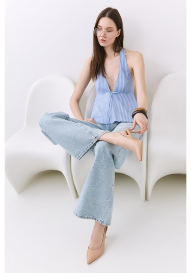 Kadın Pudra Ayarlanabilir Tokalı Stiletto Pudra