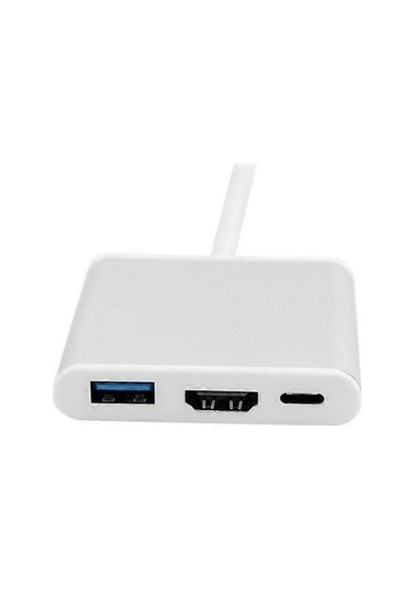 Usb Type-c 3.1 - Hdmı + Usb3.0 Otg + Type-c Dişi Adaptör 1080p Hd Video İletim Adaptörü