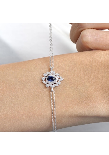 Effective Diamond İstanbul İhtişamı Sentetik Safir Taşlı Gümüş Bileklik