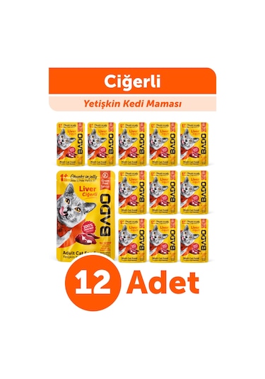 Bado Yetişkin Yaş Kedi Maması Ciğerli 85gr 12'li